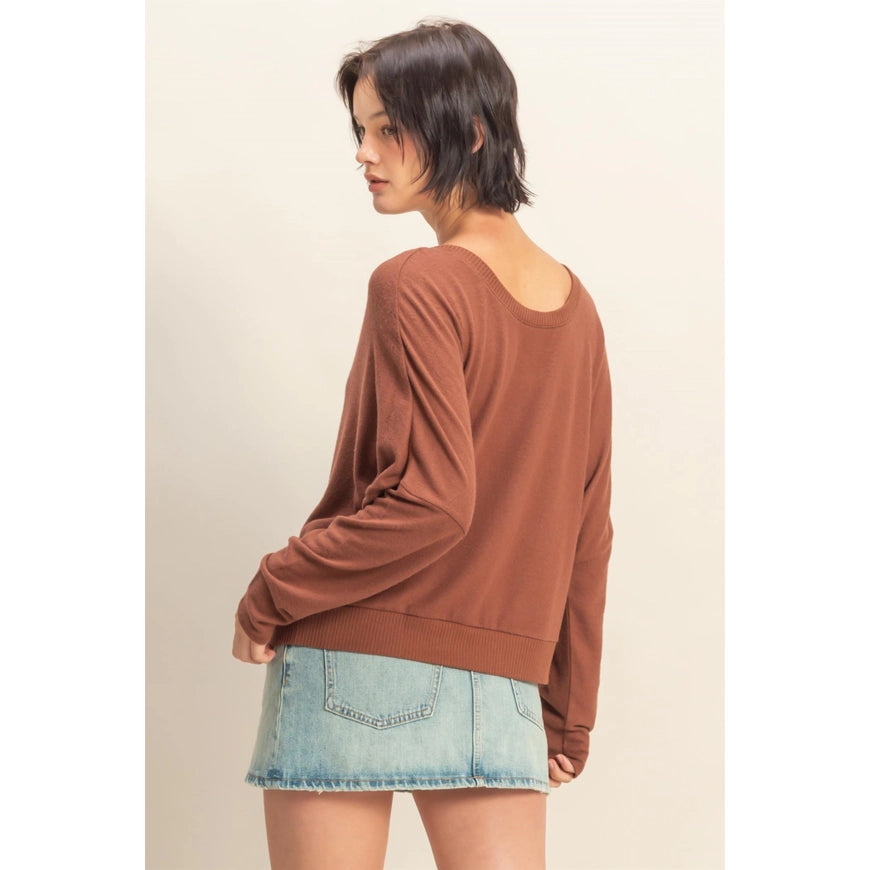 Faye Chestnut Knit Top