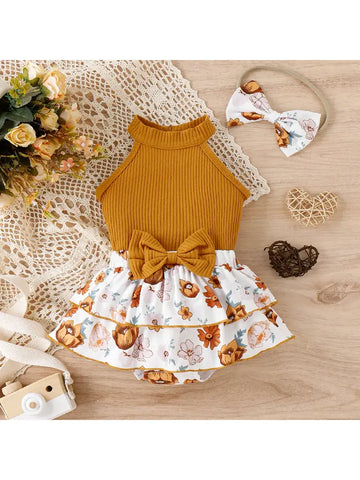 Girl's Mustard Tank/Skirt Set