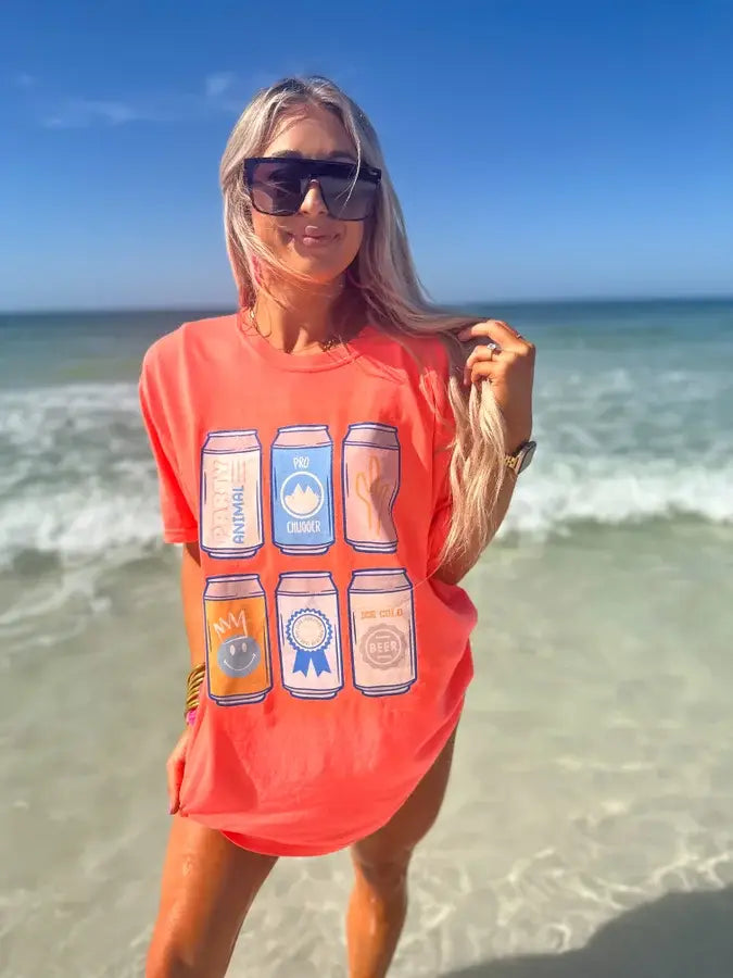 Preppy Beer Can Neon Tee
