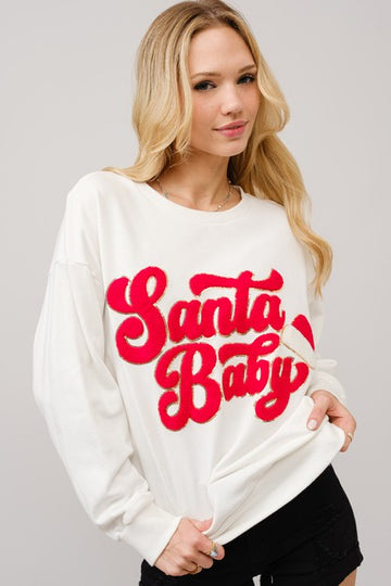 Santa Baby Embroidered Sweatshirt