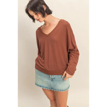 Faye Chestnut Knit Top