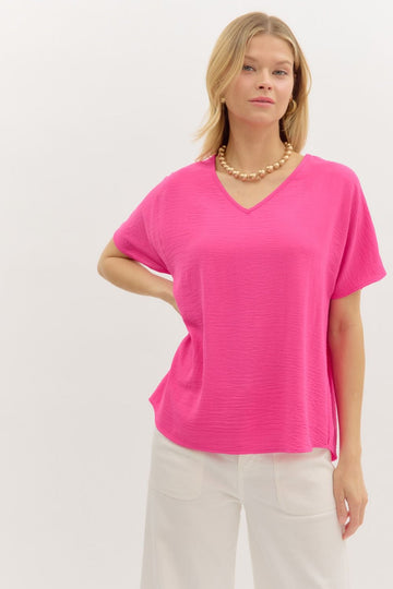 Entro Victoria Pink V-Neck Top
