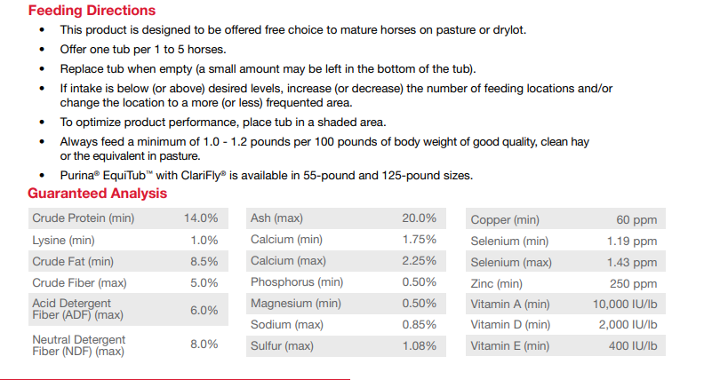 Purina EquiTub Horse Supplement 125lb