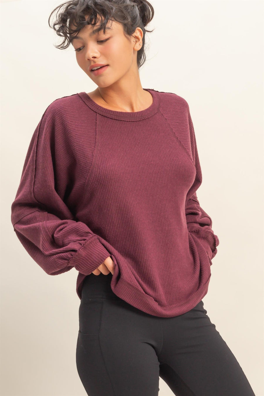 Dezzy Dark Cherry Knit Top
