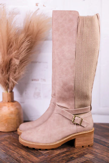 Corky's High There Taupe Boots with Buckle Detail