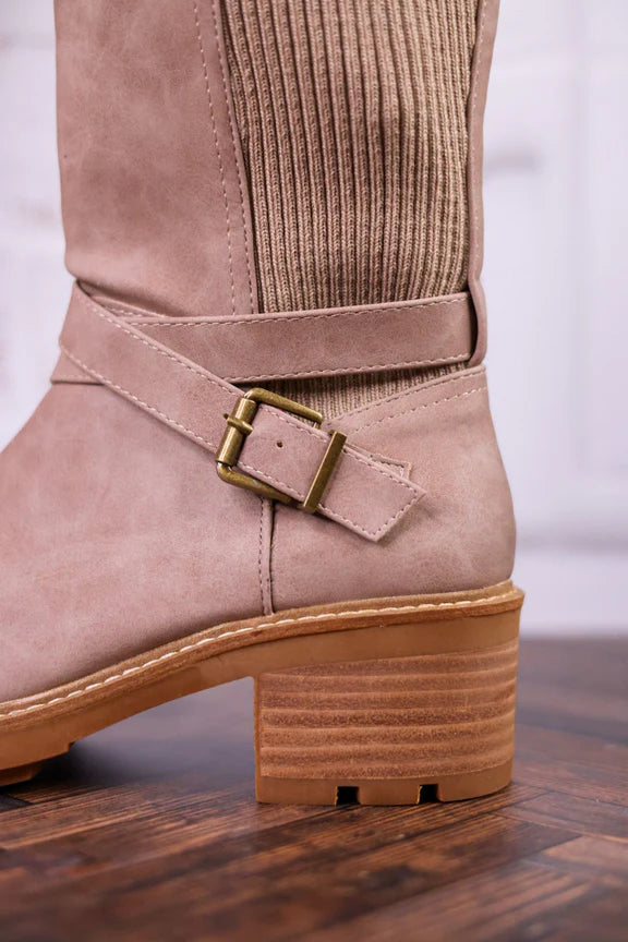 Corky's High There Taupe Boots with Buckle Detail