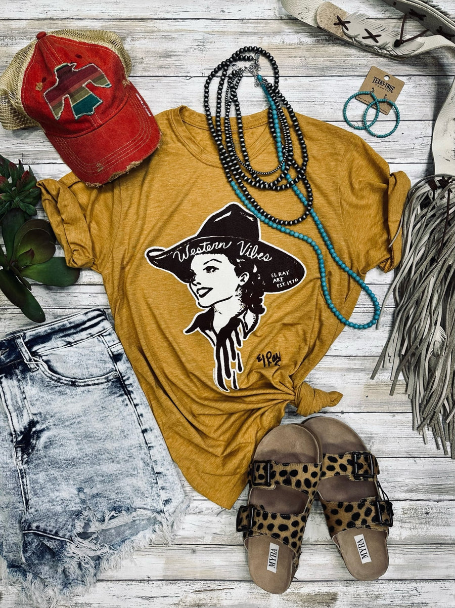 Texas True Western Vibes Antique Gold Tee