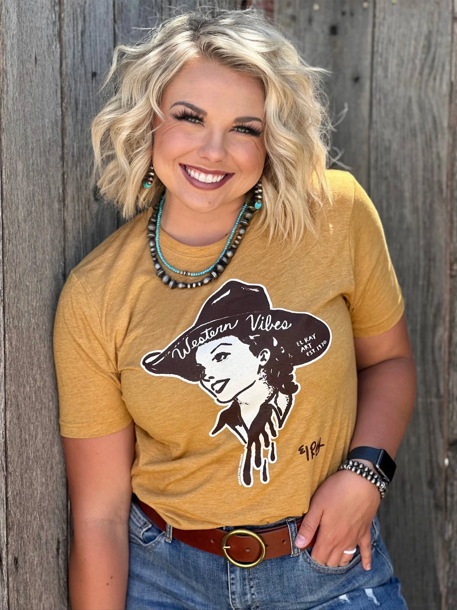 Texas True Western Vibes Antique Gold Tee
