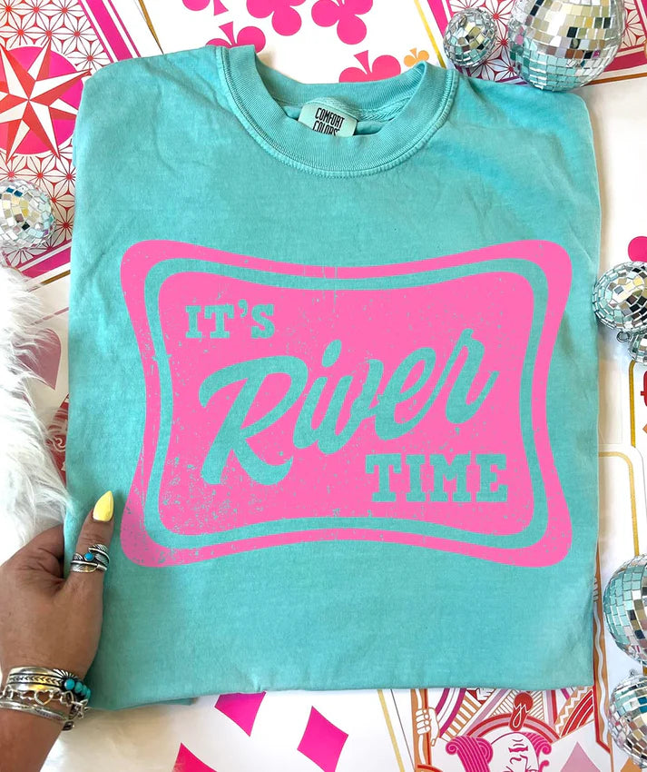 It's River Time Tee Mint/Pink