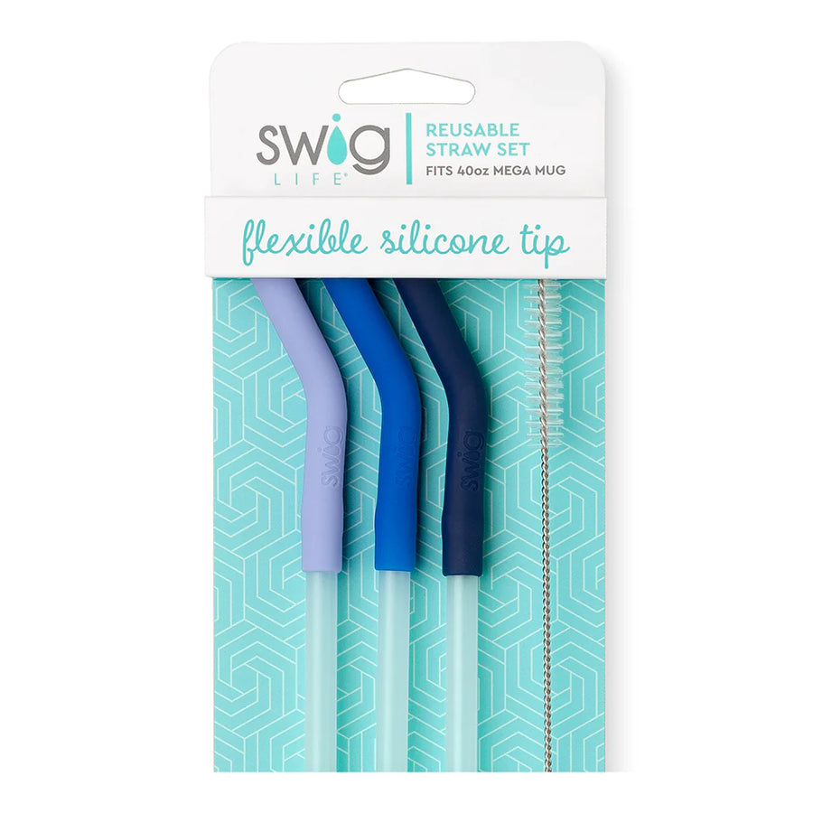Swig Reusable Straw Set W/Silicone Flexi-Tip Asst