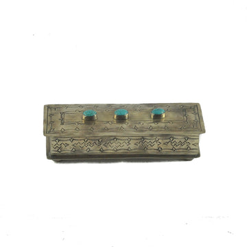 RS Stamped Eyeglass Box W/Turquoise