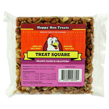 Happy Hen Peanut, Raisin, & Mealworm Treat Square