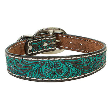 Weaver Leather Carved Turquoise Dog Collar